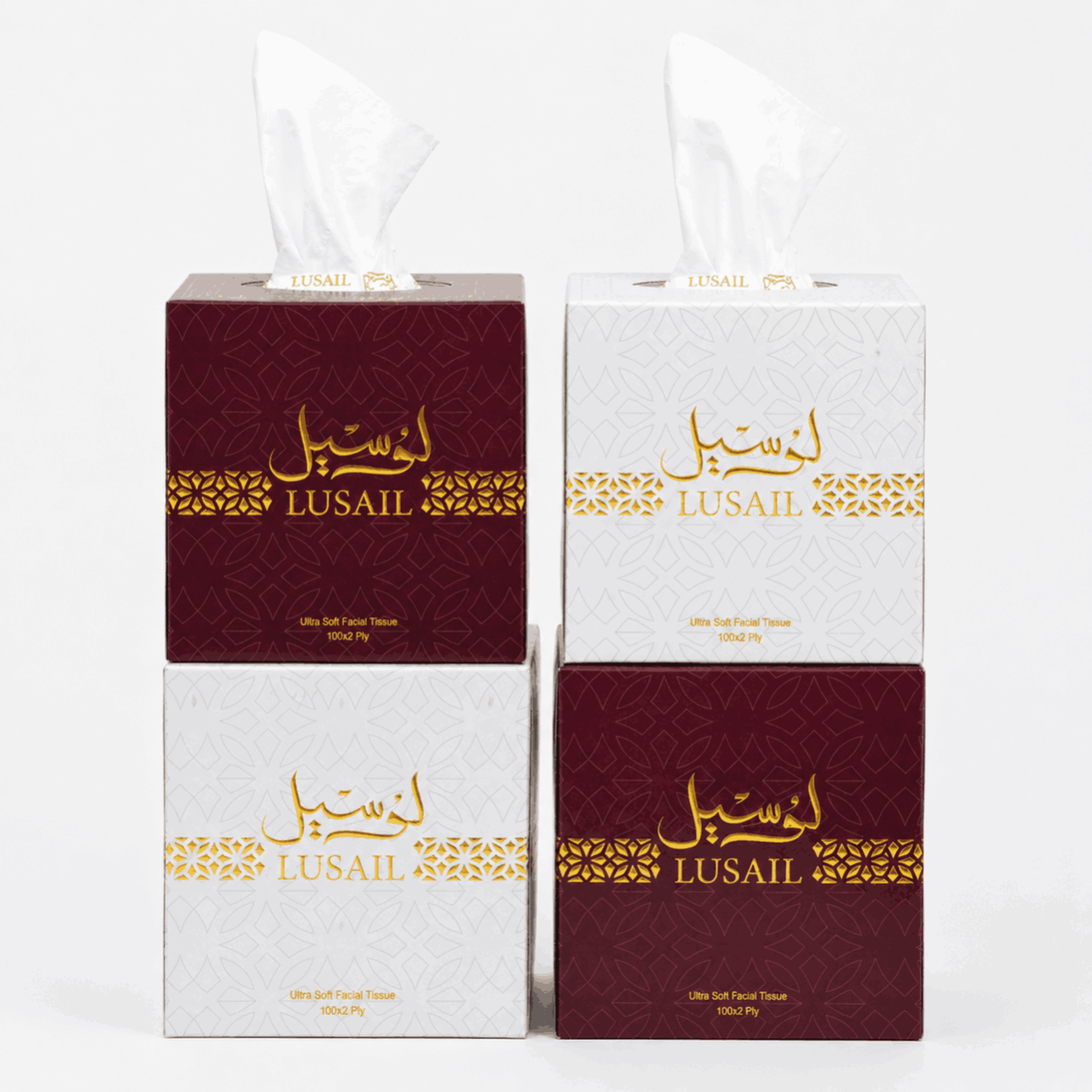 Lusail Ultra Soft Facial Tissue Assorted Color 100 Sheets x 4pcs